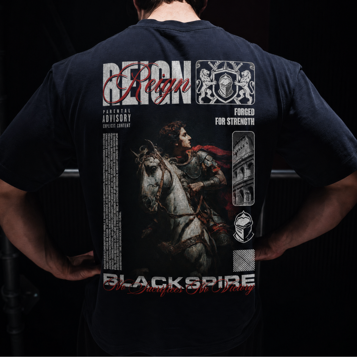 Blackspire navy blue tee shirt reign V2 cotton pump cover for serious lifters