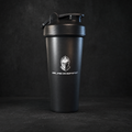 Black shaker cup with Blackspire logo on a dark background
